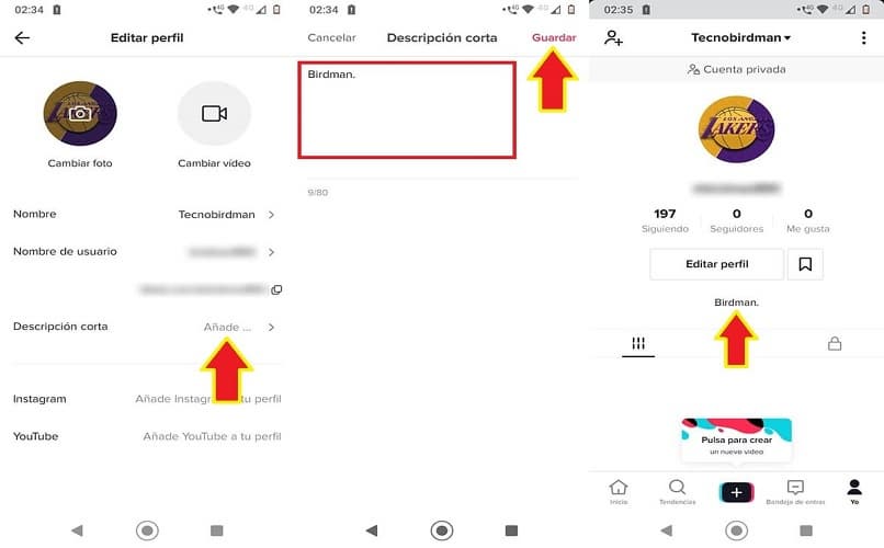 descripcion biografia tiktok