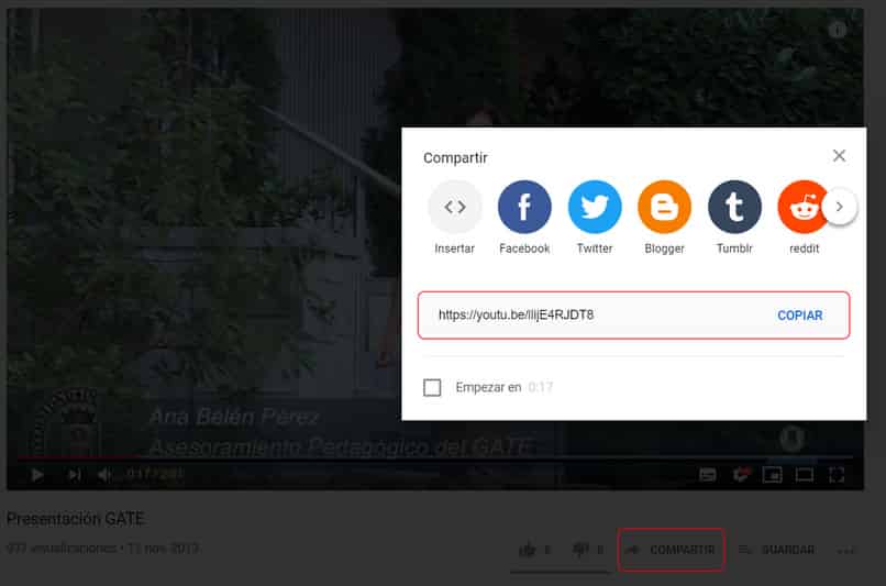 youtube boton compartir pantalla transmision