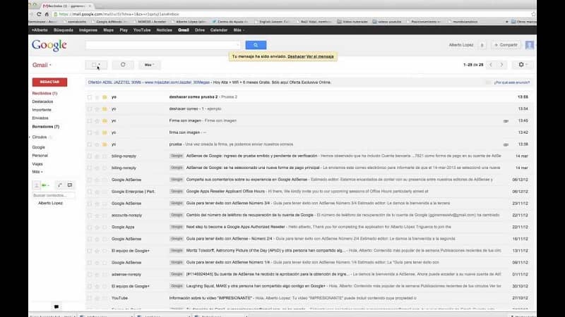 correo de gmail abierto