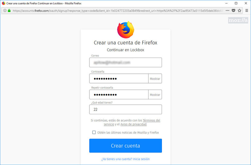 Firefox-Konto erstellen