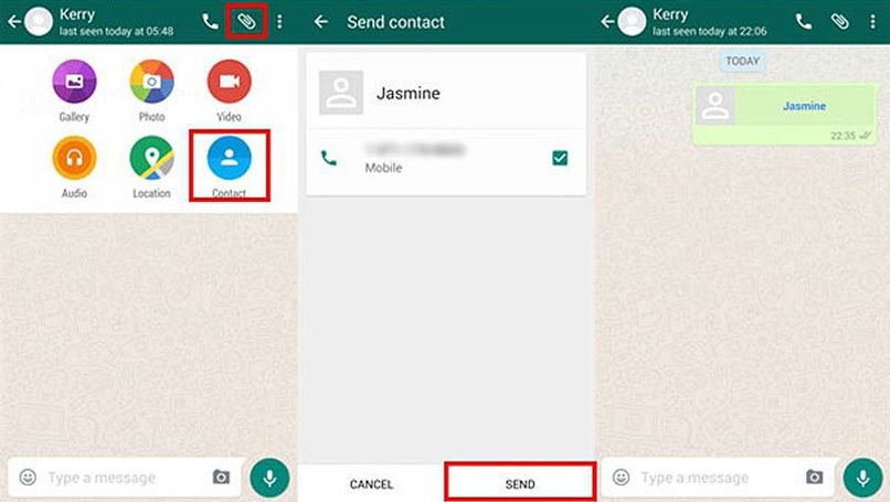 Verfahren zum Senden von Kontakten auf WhatsApp