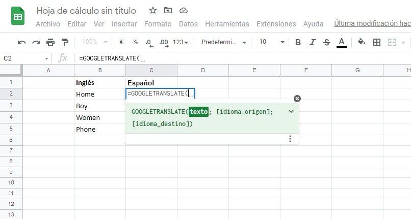 Excel-Tabelle übersetzte Texte