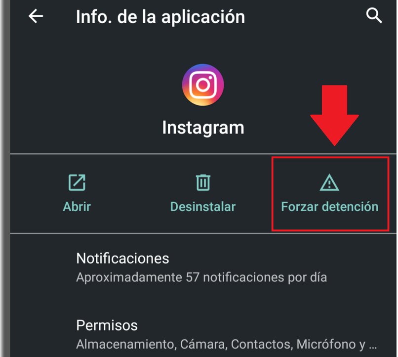forzar detencion de la app de instagram