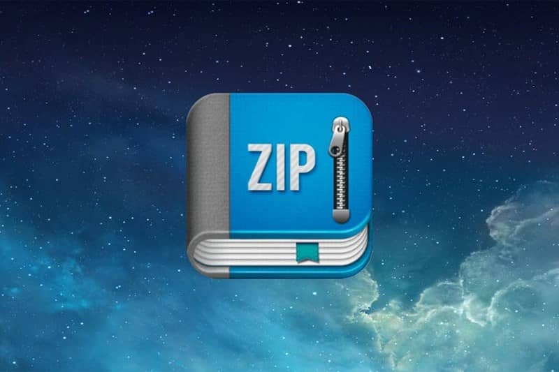 archivo zip icono cielo azul estrellas