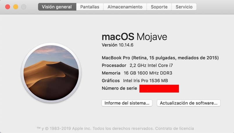 información de Mac especificaciones