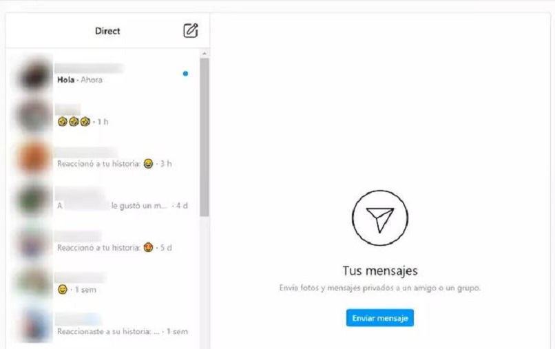 panel de mensajes de instagram