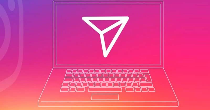 icono mensajes instagram laptop rosa
