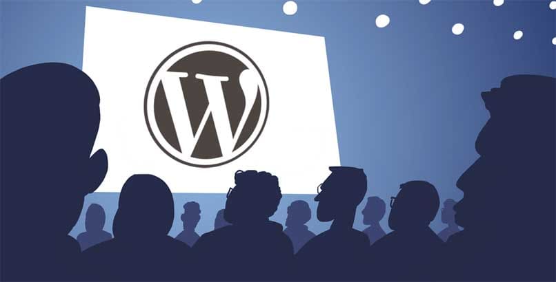 Animation einer Menschenmenge, die das WordPress-Logo betrachtet