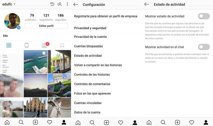 desactivar el estado de actividad en instagram