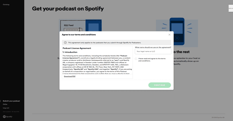politicas para subir podcast spotify
