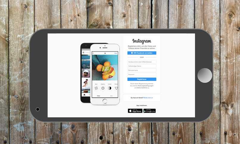 Registrierungsfenster der Instagram-App