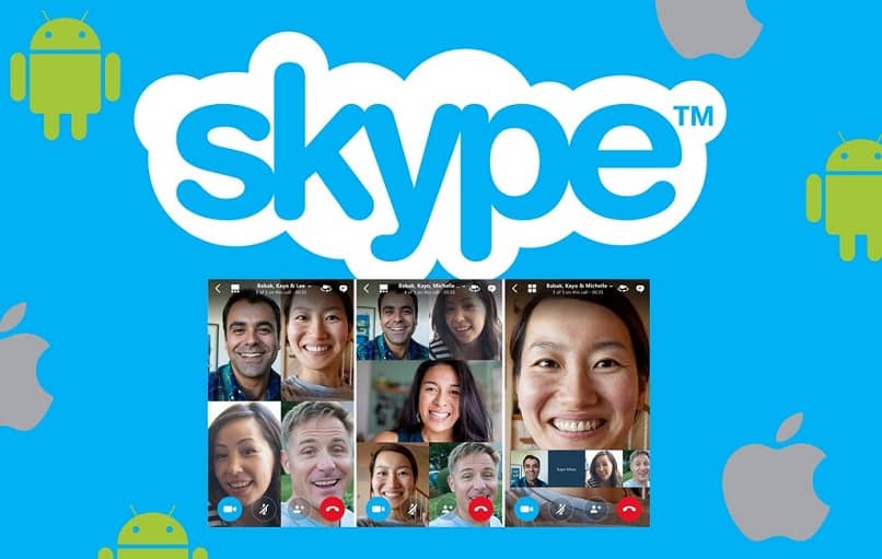 Menschen nutzen Skype, um sich in Gruppen zu unterhalten
