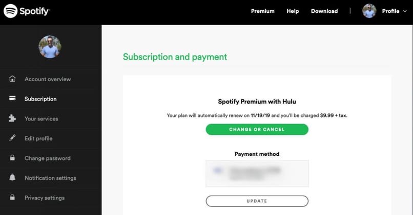 cancelar servicio premium de spotify
